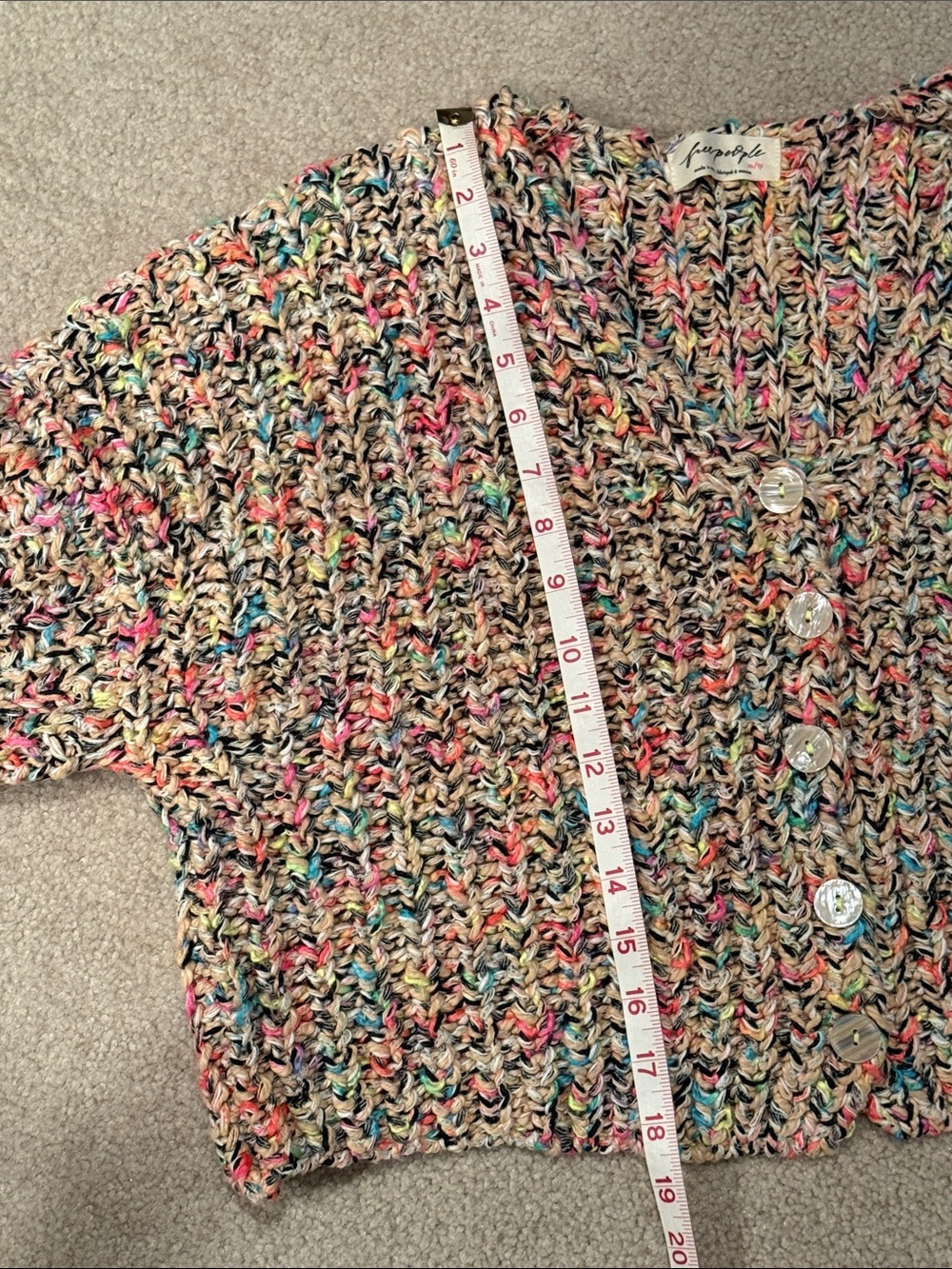 Free People Cream Multicolor Speckled Cropped Cardigan - NWT - Picture 10 of 10